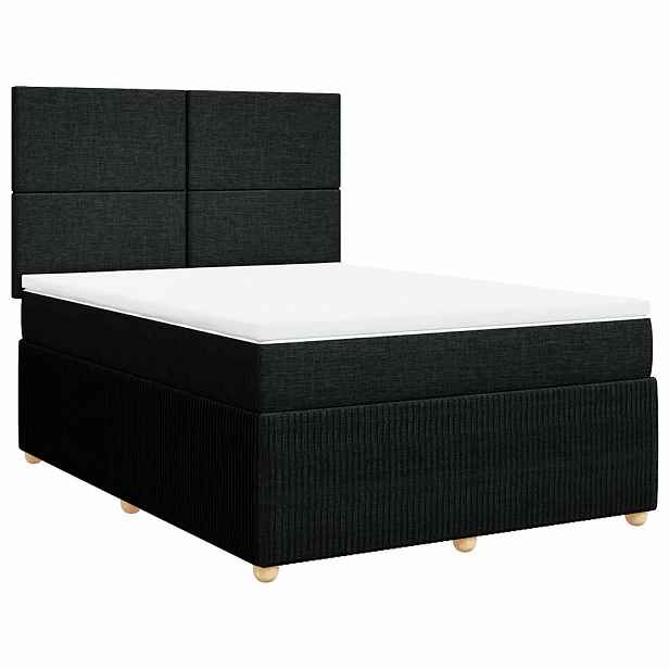 vidaXL Box spring postel s matrací černá 140 x 190 cm textil