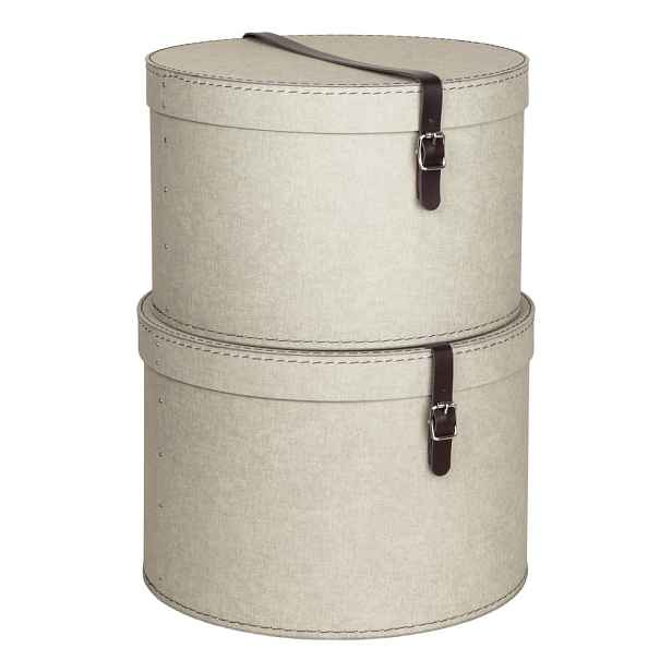 Béžové kartonové úložné boxy v sadě 2 ks s víkem ø 37,5x25 cm Rut Canvas Paper Laminate – Bigso