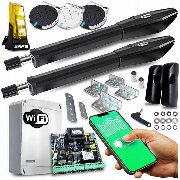 Set Pohon Pro Dvoukřídlovou bránu 9 m Lampa automat Wifi koncovky dálkové ovládání