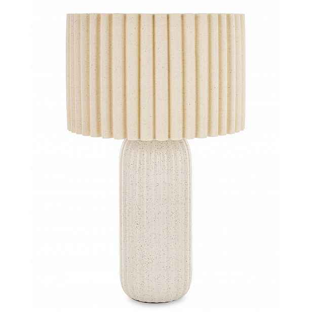 Stolní lampa pinterest loft bílá světlá béžová potažená cementem Japandi