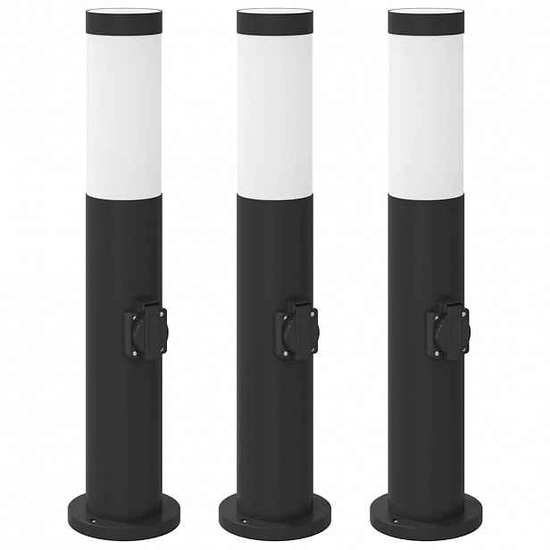 vidaXL Sloupková světla se zásuvkou 3 ks 50 cm nerezová ocel IP44