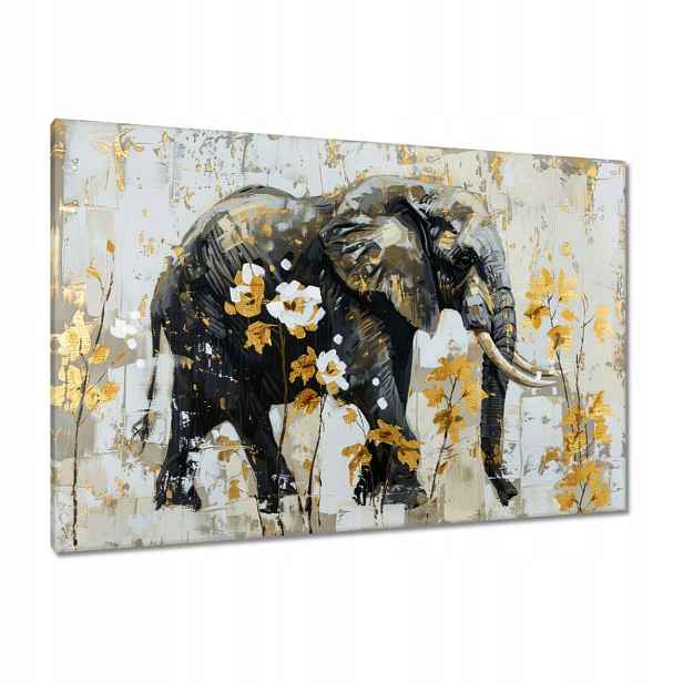 Obrazy 120x80 Slon Abstrakce Zlaté akcenty