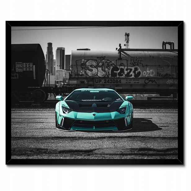 Plakáty v rámu 50x40 Tyrkysové Lamborghini