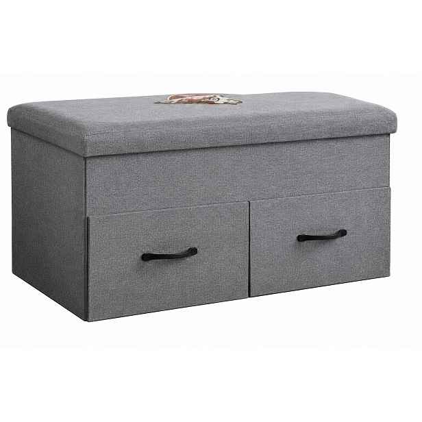 Smukee Skládací taburet se 2 zásuvkami 76x38x38 cm šedý