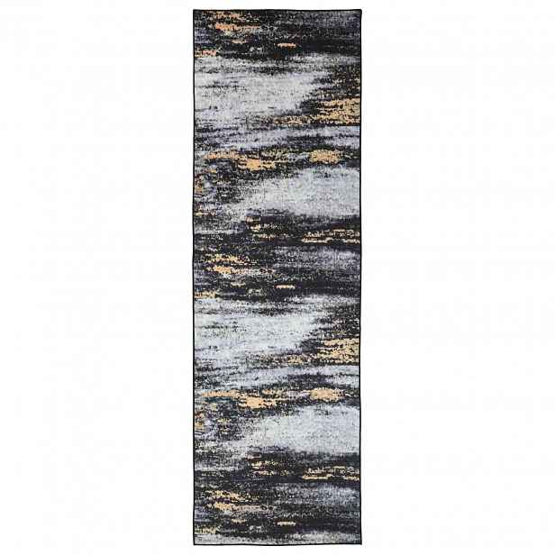 vidaXL Běhoun LESAKA Černá a zlatá 100 x 350 cm Diamantový samet