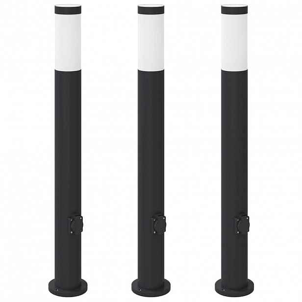 vidaXL Sloupková světla se zásuvkou 3 ks 80 cm nerezová ocel IP44