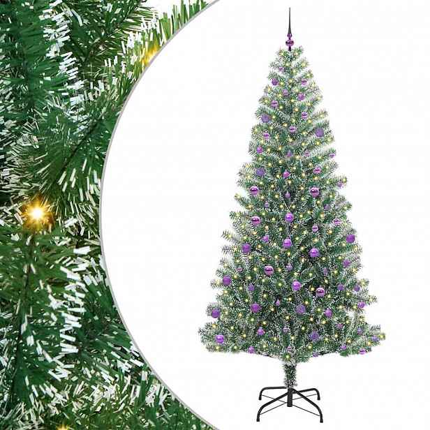 vidaXL Umělý vánoční stromeček se sněhem a LED osvětlením 240 cm