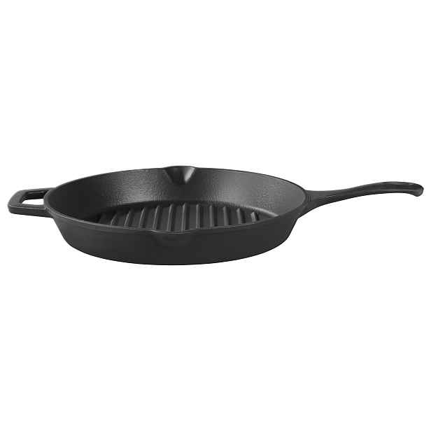 Grillmeister Litinová grilovací pánev, Ø 28 cm (rýhovaný)