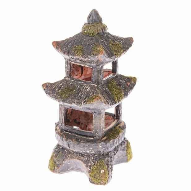 Keramický svícen na čajovou svíčku Pagoda, 9,5 x 19,5 x 9 cm