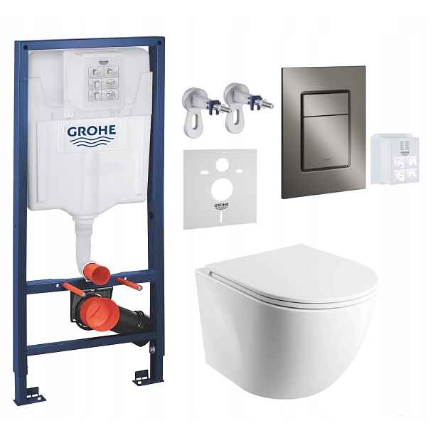 Wc stojan Grohe Rapid Sl s mísou Omnires Rimless a grafit tlačítkem