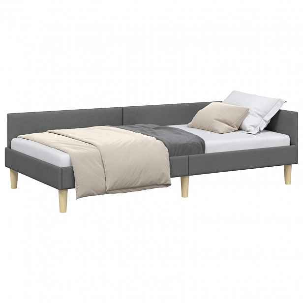 vidaXL Rohový rám postele Tmavě šedá 90 x 190 cm textil