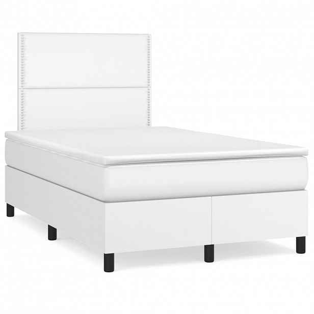 vidaXL Box spring postel s matrací bílá 120x200 cm umělá kůže