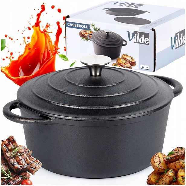 Hrnec hrnec s víkem kotlík pekáč zapékací mísa kulatý 22 cm 2,6 l