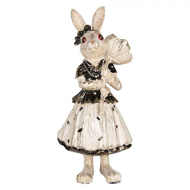 Králičí dívka v šatech a květinou se zlatým třpytem - 13*11*30 cm Clayre & Eef
