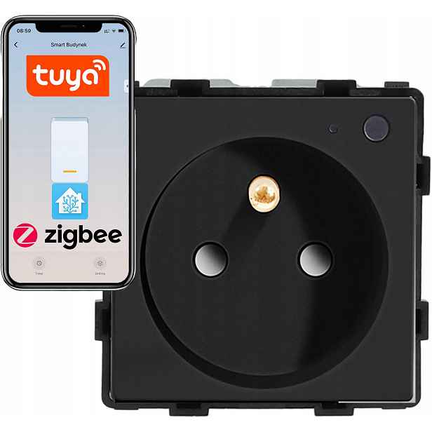 Modul Zásuvka Inteligentní Zásuvka 230V S Kolíkem Černá ZigBee 1F