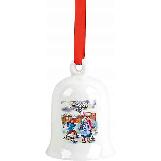 Porcelánový vánoční zvonek závěsný Ø 7 cm