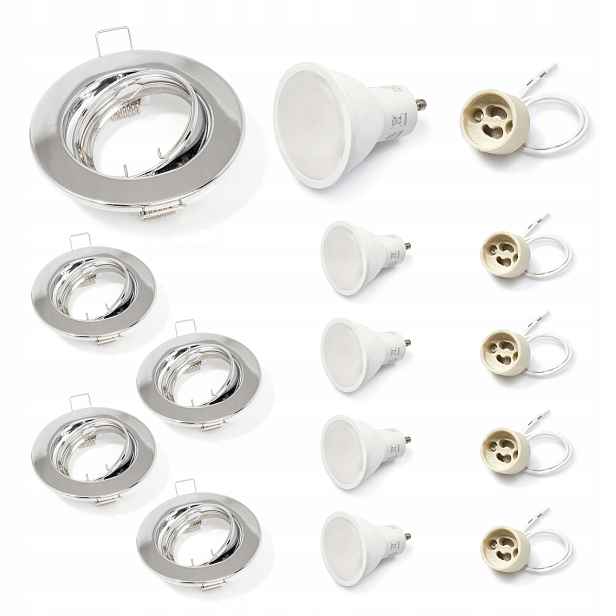 Set 5 x Pohyblivé Halogenové Svítidlo Chrom Led Žárovka 5W 4500K GU10
