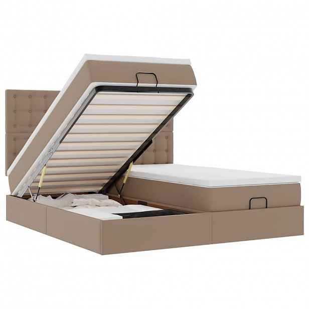 vidaXL Osmanský rám postele s matrací cappuccino 200x200cm umělá kůže