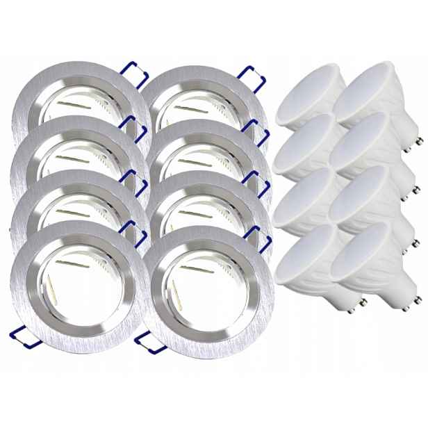 8 x Hliníková Lampa Objímka Inox Ocel Kartáčovaná Led Žárovky 1,5W