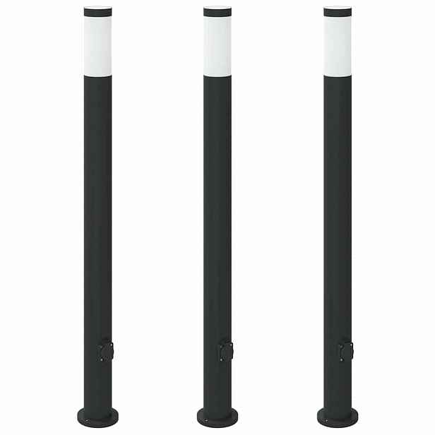 vidaXL Sloupková světla se zásuvkou 3 ks 110 cm nerezová ocel IP44