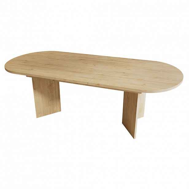 OKWISH JÍDELNÍ stůl 160/200/90 cm dubová barva z MDF rozkládací se zaoblenými rohy