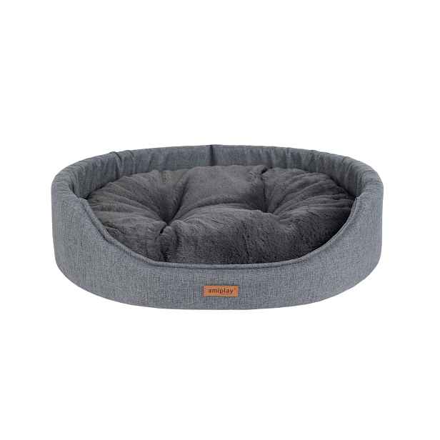 Pelíšek pro psa oválný COME šedá velikost S, M, L Rozměr: M - 52x44x14 cm