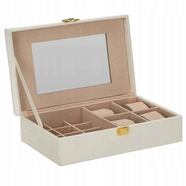 Šperkovnice na šperky a hodinky se zrcátkem 25x16x7cm Barva bílá
