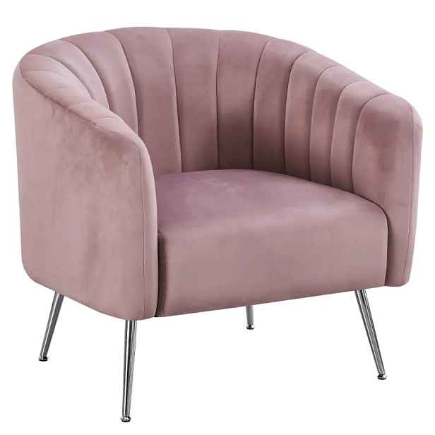 Tempo Kondela Designové křeslo BAGY - růžová/stříbrná