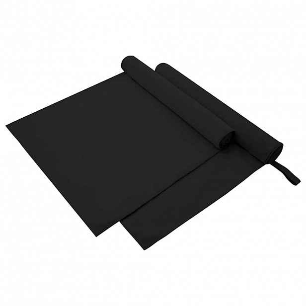 vidaXL Sportovní osušky 2 ks Černá 180 x 90 cm Polyester a polyamid