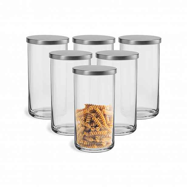 6 x Skleněná nádoba na potraviny pro skladování 20 cm Polský Glasset Tidy