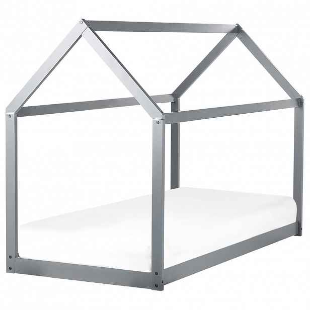 Beliani DĚTSKÁ POSTEL DOMEČEK Šedá 90-200 cm Tosse