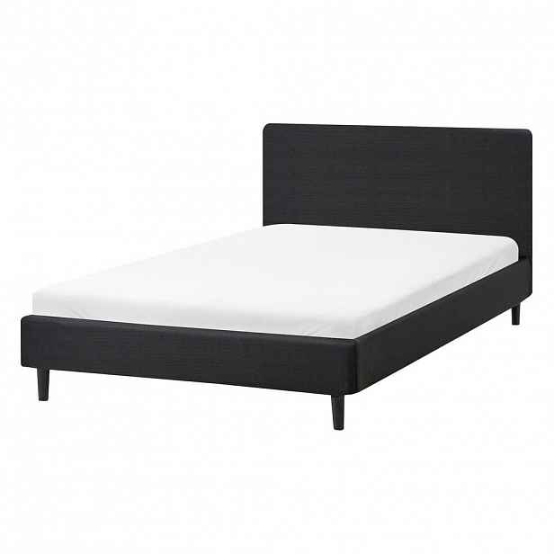 Beliani POSTEL s roštem 120/200 cm Látka Černá Fitou