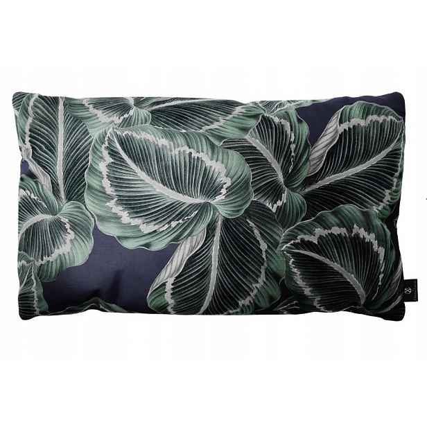 Christian Lacroix Polštář Jungle 65x40 cm, tmavě modrý s listy