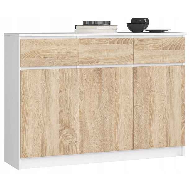 Komoda K140 3D 3 Ks Clp Bílá Sonoma Akd