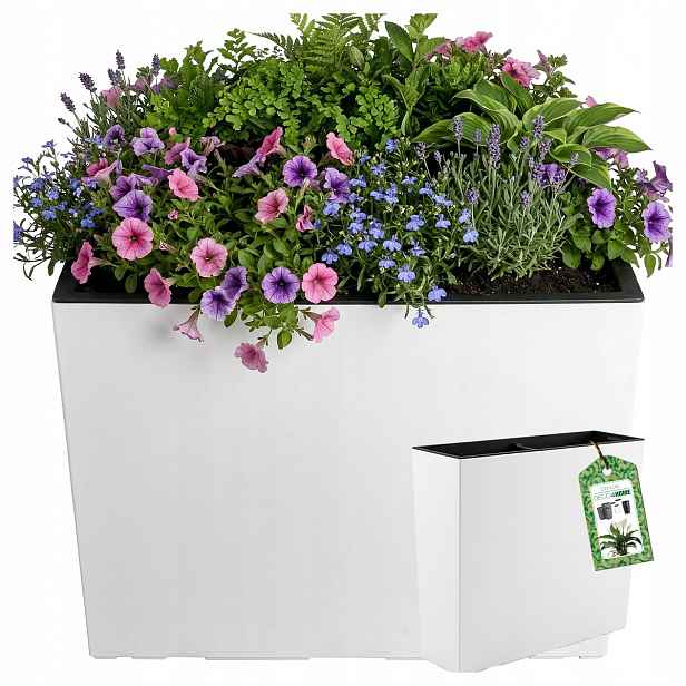 Květináč Bílý Květináč Box Květina Vysoký 50x58CM Vložka