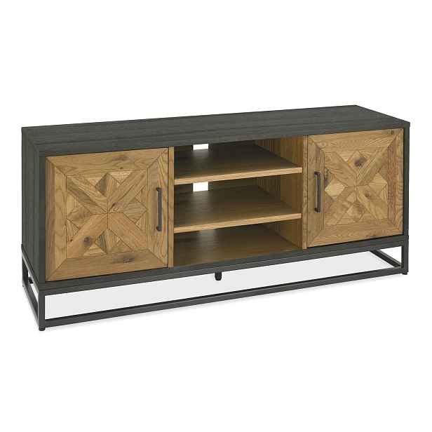 LivinHill TV stolek Indus 133 cm z masivu dub přírodní/grafit