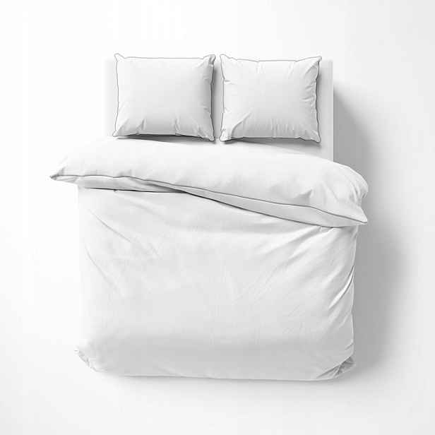 Povlečení makosatin pure s bizou jednobarevné 160x200 bílé