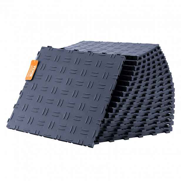 TEMU VEVOR Garážové dlaždice, 12 x 12 x 0,53 palce, 25 ks, protiskluzové dvoustranné texturované podlahové dlaždice, pro garáže, sklepy, opravny,