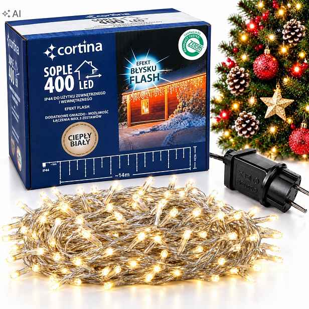 Vánoční Osvětlení Na Stromeček Rampouchy 400 Led Vnitřní/venkovní Flash 14 M na vánoční stromek Bílé