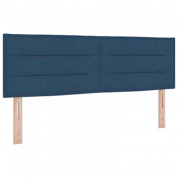 vidaXL LED hlavová deska s LED pásky s čelo Modrá 144 cm textil