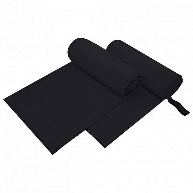 vidaXL Sportovní osušky 2 ks Černá 200 x 100 cm Polyester a polyamid