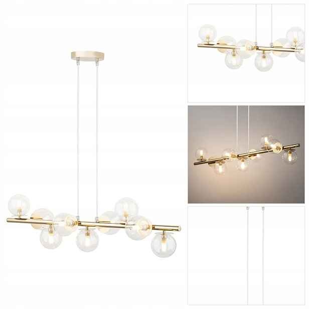 Závěsná lampa Avola zlatý lesk harmonická forma v obývacím pokoji Sigma Lighting