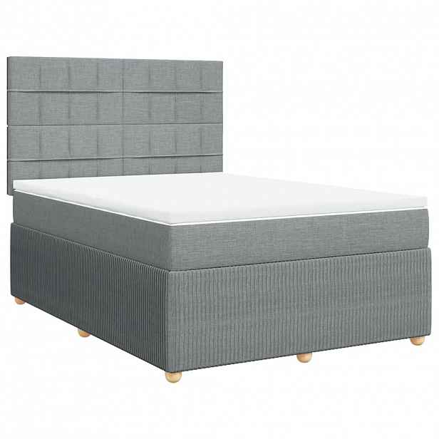 vidaXL Box spring postel s matrací světle šedá 140 x 190 cm textil