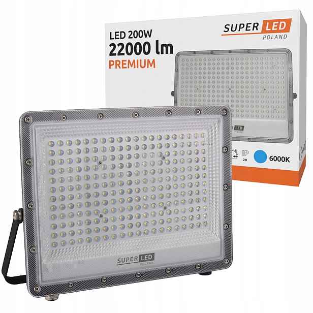 Halogenový Led reflektor Slim Led 200W 22000lm Premium SuperLED