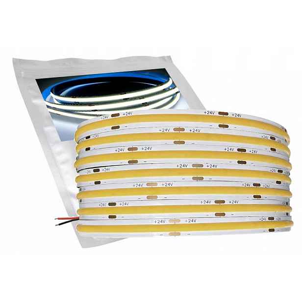 Led pásek Cob Silný 24V 528 diod/m 14W/m barva bílá Zimna Pro 5mb