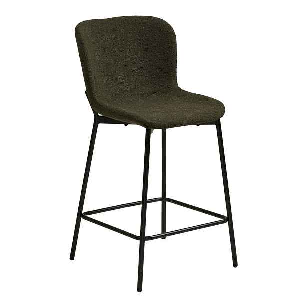Tmavě zelená čalouněná barová židle (výška sedáku 65 cm) Maceda – House Nordic
