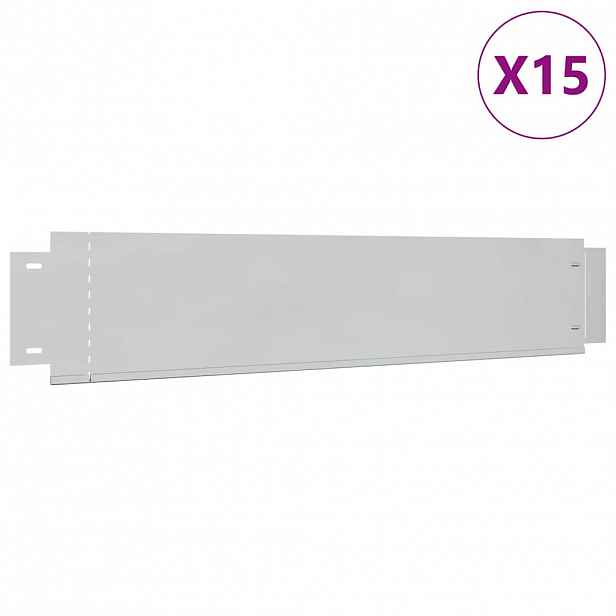 vidaXL Zahradní obrubníky 15 ks 100 x 20 cm Pozinkovaná ocel Stříbrná