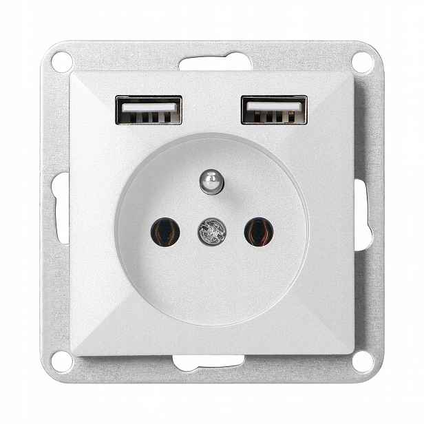 Zásuvka pod omítku 2x Usb s nabíječkou Pearl, 16A, 250V,