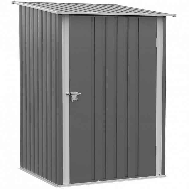 Modfu ZAHRADNÍ úložný box ze oceli 100x103x160 cm šedý s pultovou střechou a uzamykatelnými dveřmi
