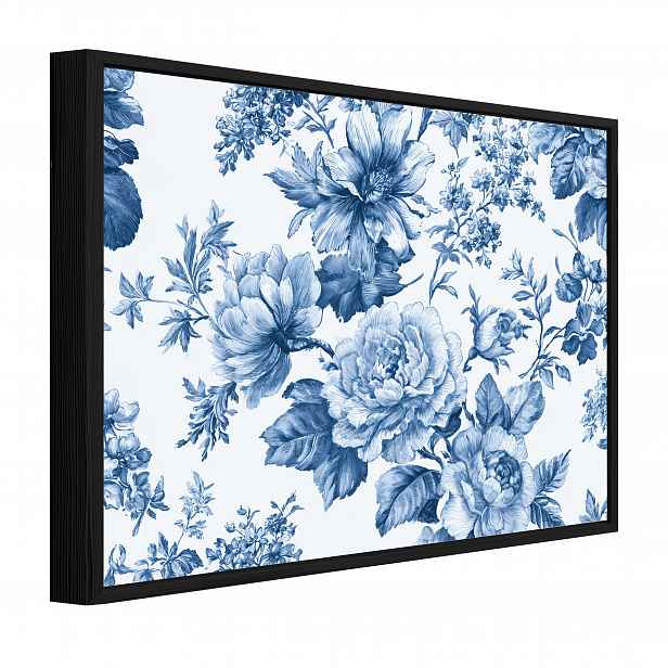 Obraz V Černém Rámu Na Plátně Květiny Pivoňky Boho Obývací Pokoj Ložnice 90x60